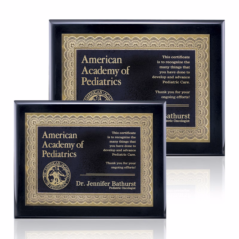 Oakleigh Certificate Plaque - Black Finish