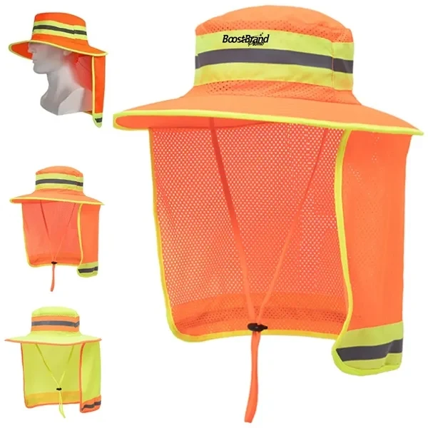 Custom Hi-Vis Sun Protection Cap with Full Neck Flap — Outdoor Work & Safety 1