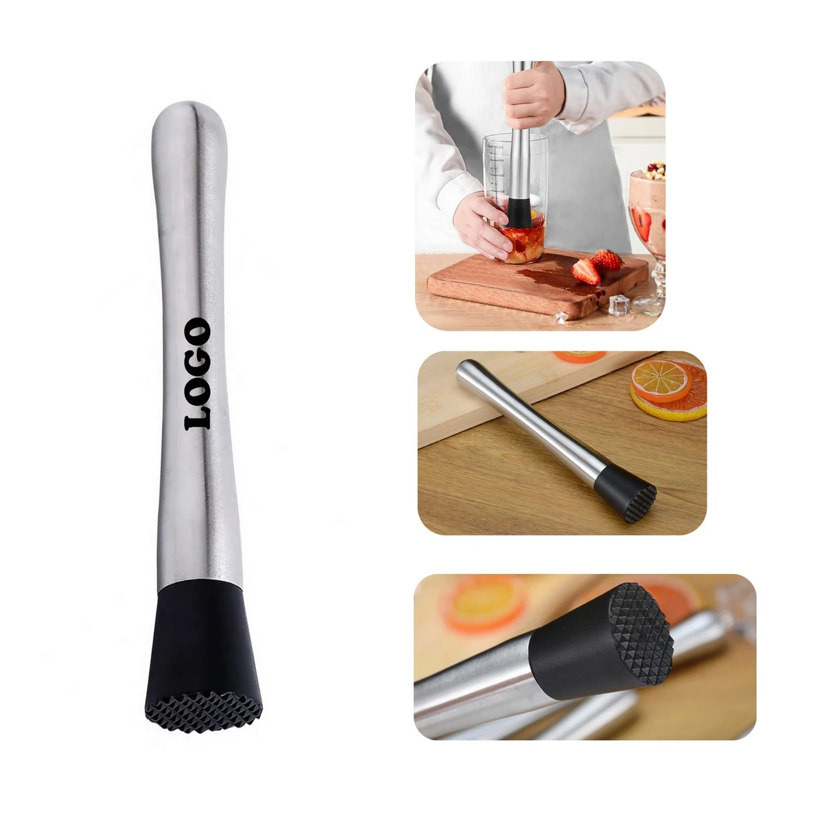 8.2" Stainless Steel Cocktail Muddler Lemon Hammer 1