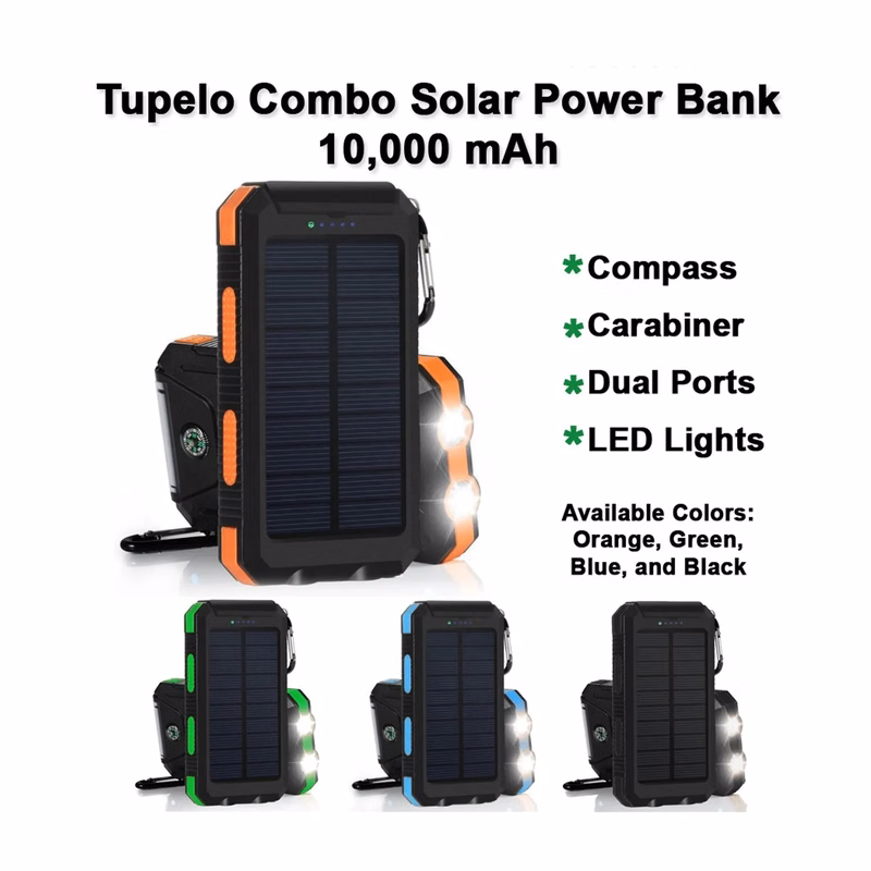 US STOCK- Waterproof Solar Power Bank 10,000mAh