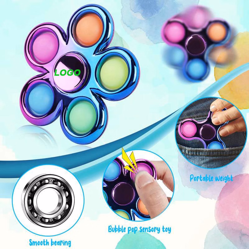 Alloy Spinner Five Bubbles Stress Relief Push Popper Fidget Toys