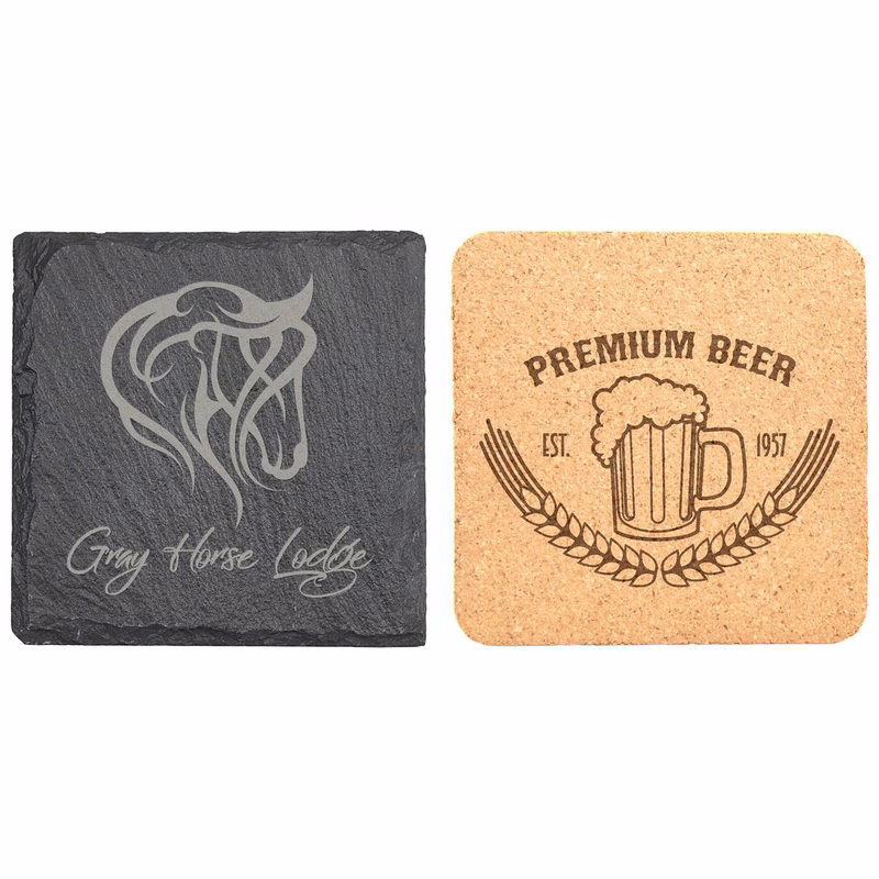 Charcoal Gray 4" x 4" Square Slate Coaster