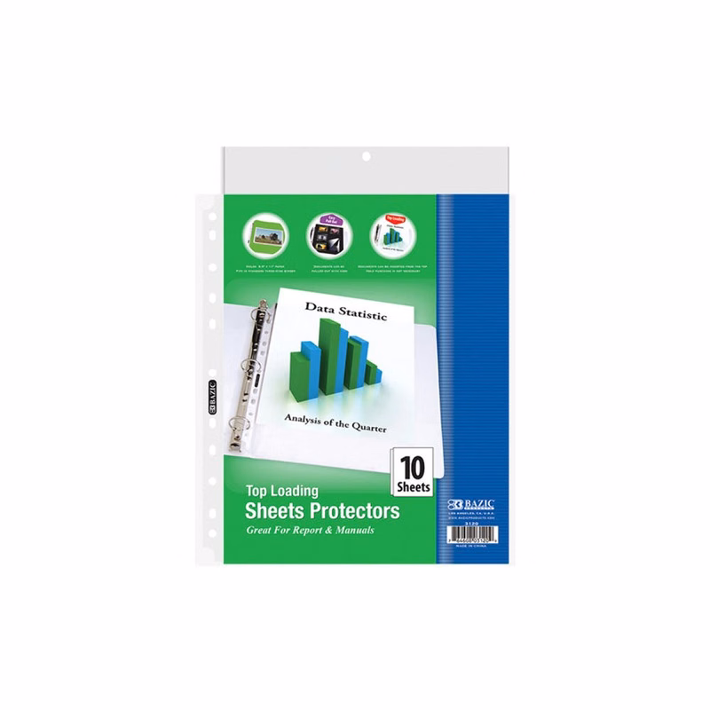 Top Loading Sheet Protectors - 10 Pack