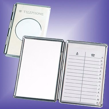 CHROME PLATED TELEPHONE ADDRESS BOOK COMPACT
