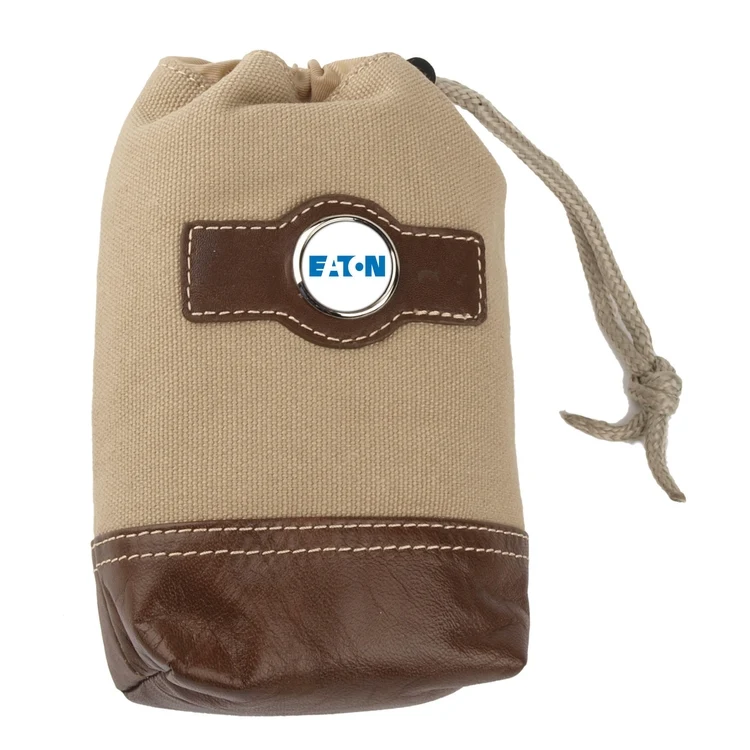 Leather Trimmed Drawstring Valuables Pouch 1
