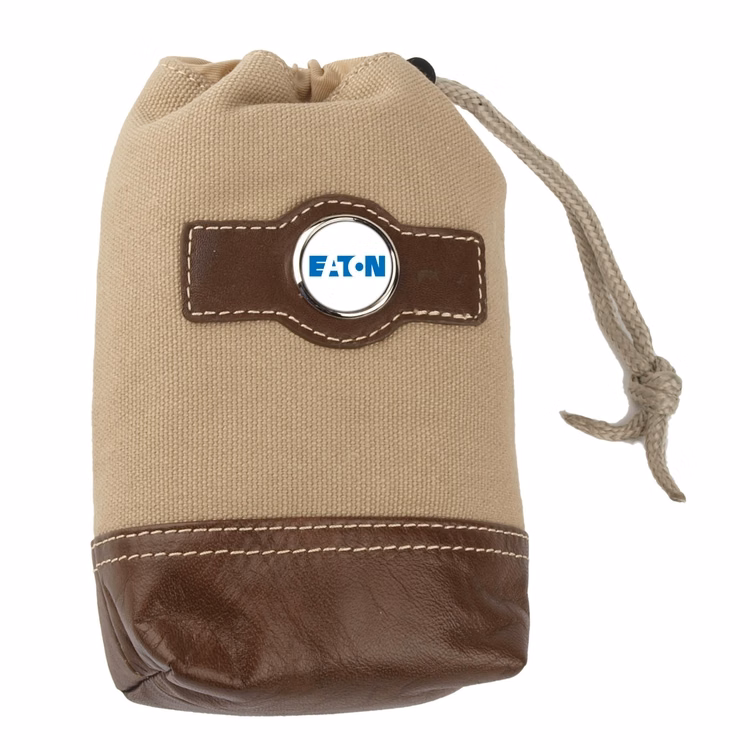 Leather Trimmed Drawstring Valuables Pouch
