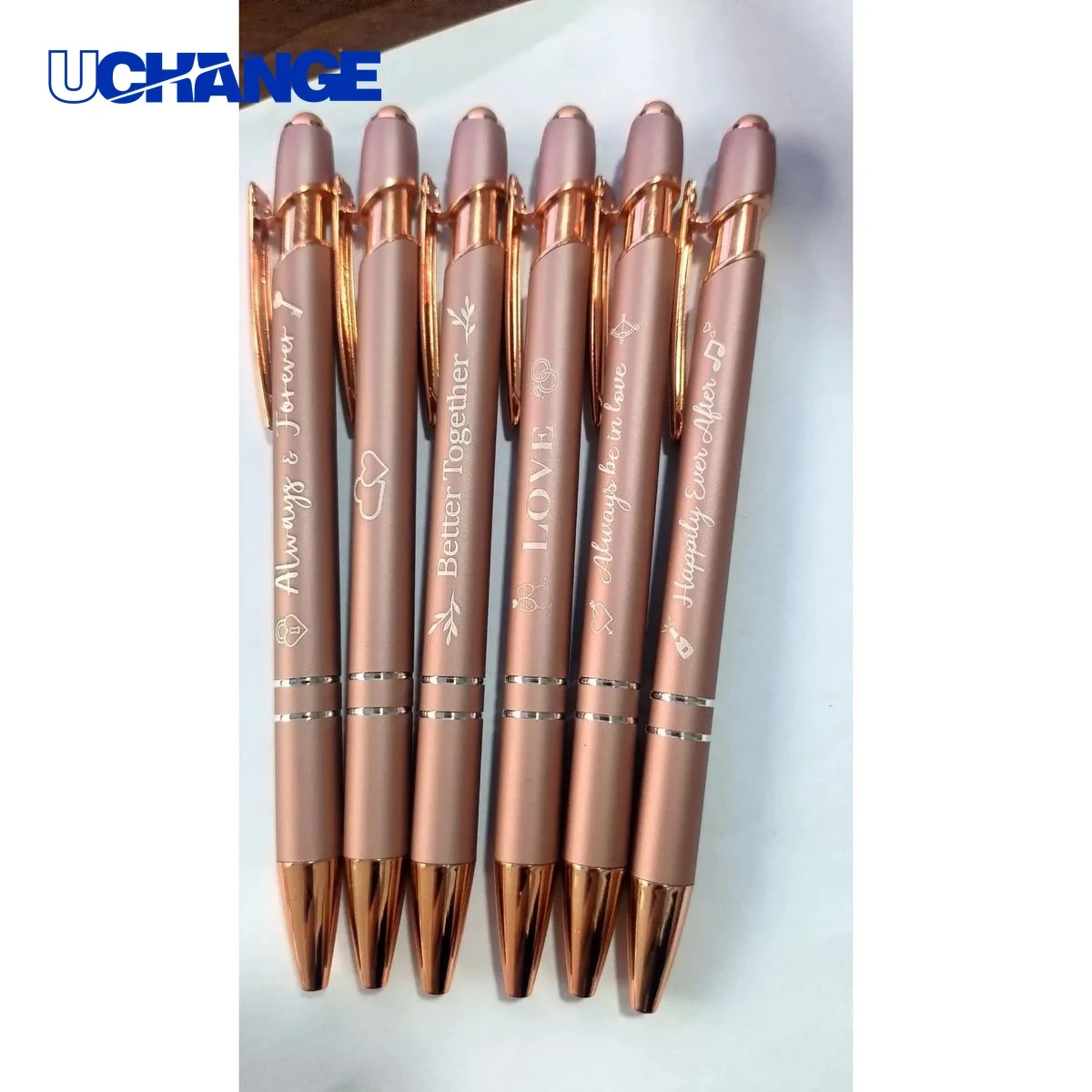 Rose Gold Metallic Soft Touch Pen Laser Engraved for Gifts 1
