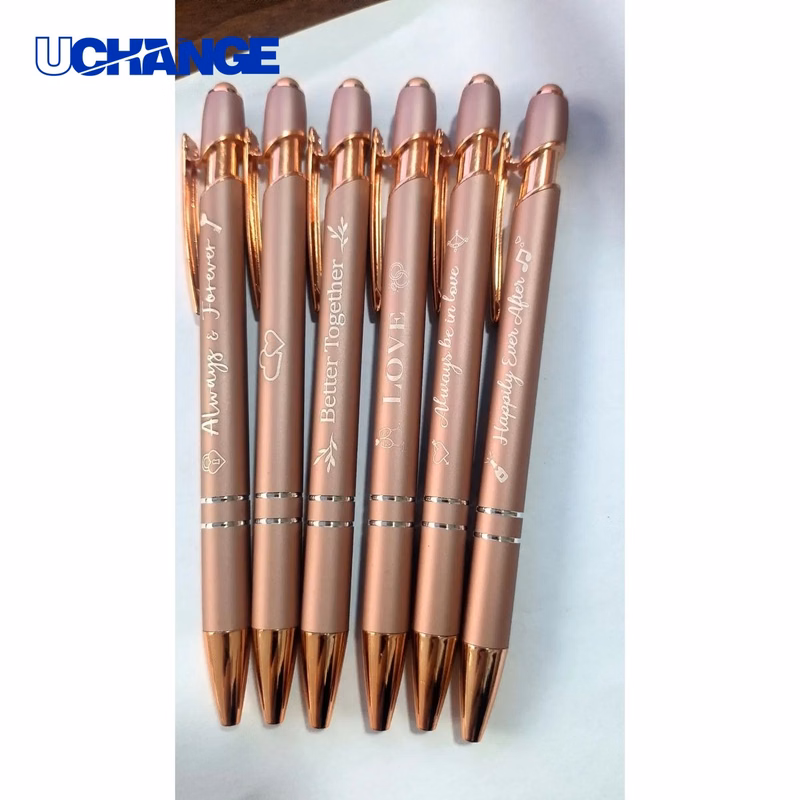Rose Gold Metallic Soft Touch Pen Laser Engraved for Gifts