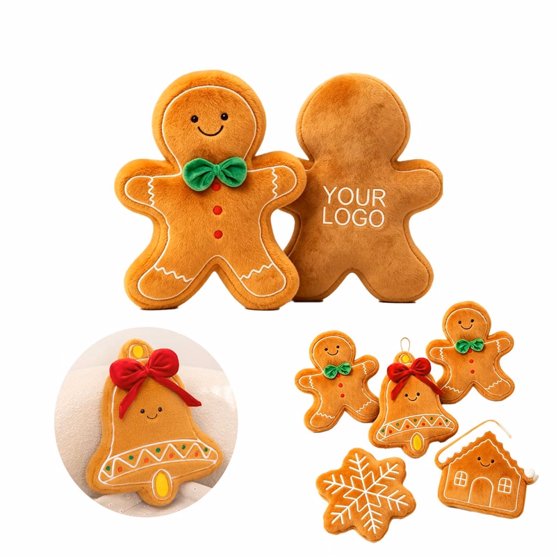 Plush Christmas Gingerbread Man Throw Cushion