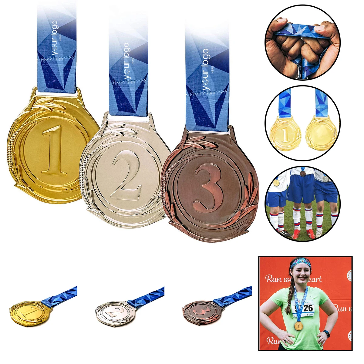 Gold Silver Bronze Award Medals With Lanyard 1