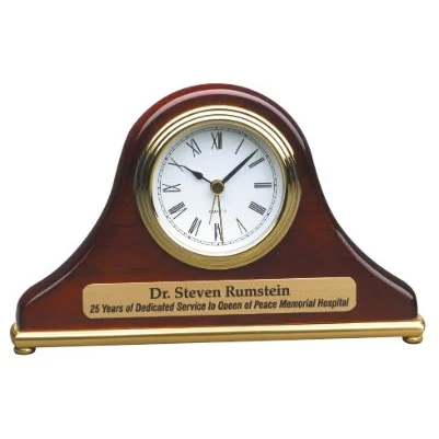 7 1/2" x 4 1/2" Rosewood Piano Finish Mantel Desk Clock 1