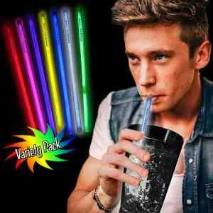 9" Supreme Glow Assorted Color Straws 1