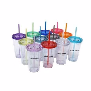 16OZ Reusable Straw Ice Cups With Lid