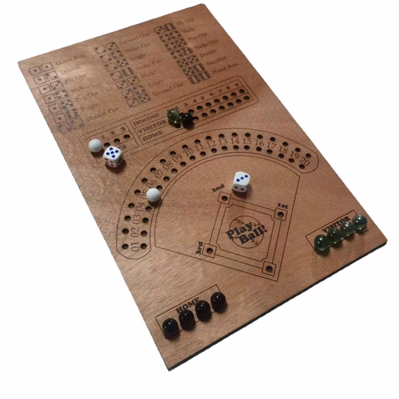 Fun Double Battle Wood Craft Baseball Dice Board Game