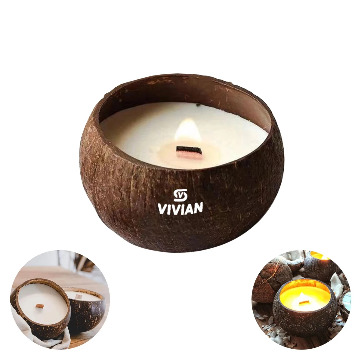 15 Oz. Soy Wax Scented Candle In Natrual Coconut Shell 1