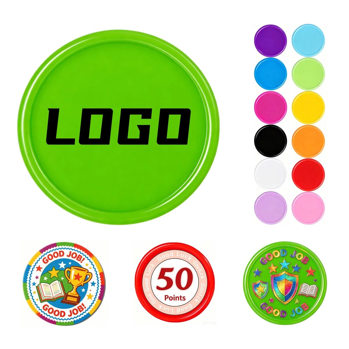 Custom Full Color Logo Reusable PP Game Tokens 1