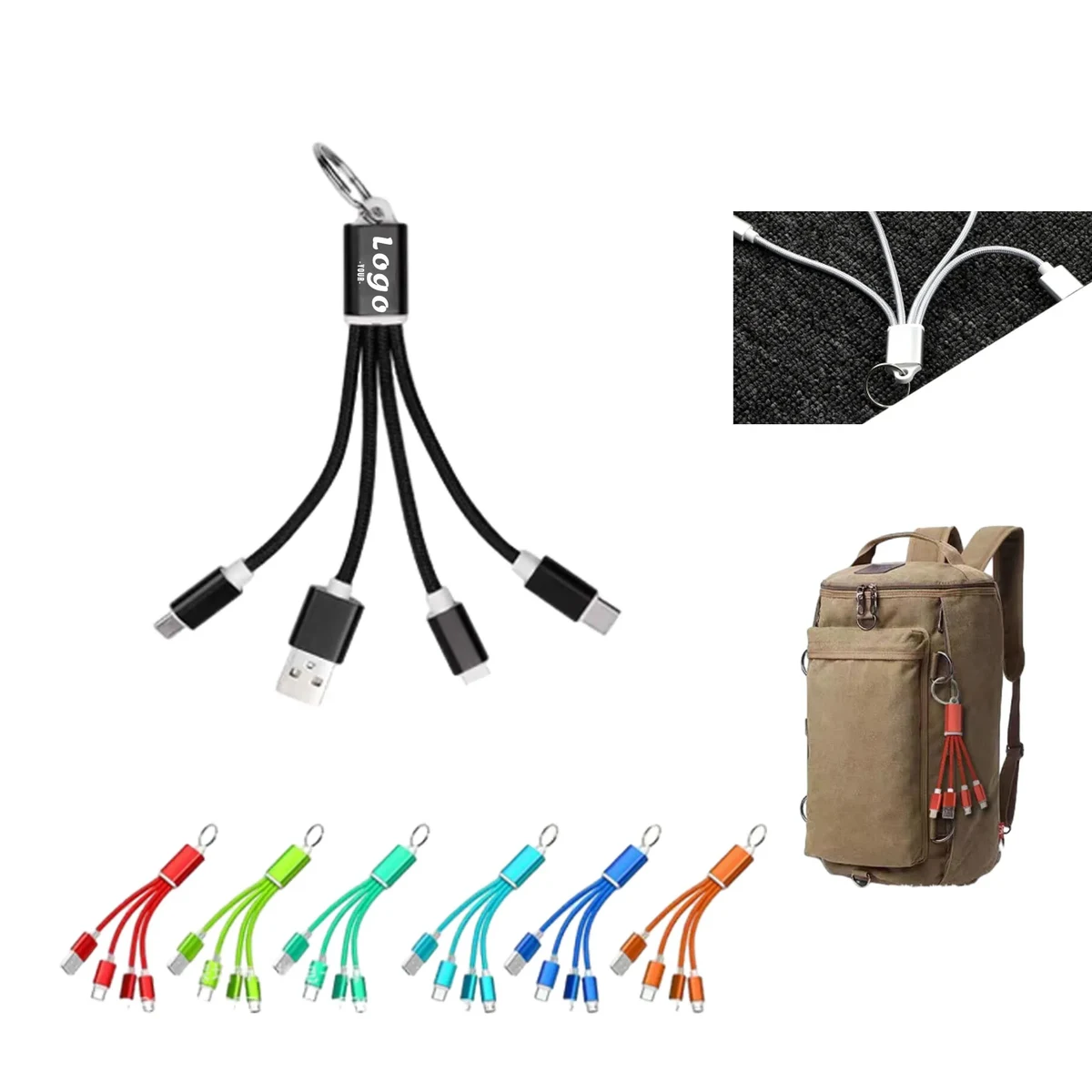 Multi 3-In-1 Charging Data Cable Key Chain 1