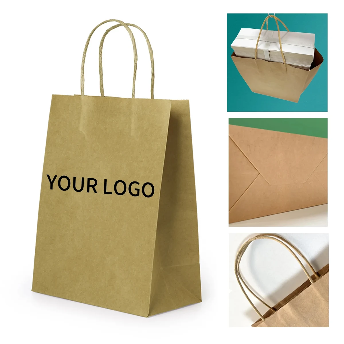 Kraft Tote Bag Durable Paper Material Suitable for Retail or Gifts 1