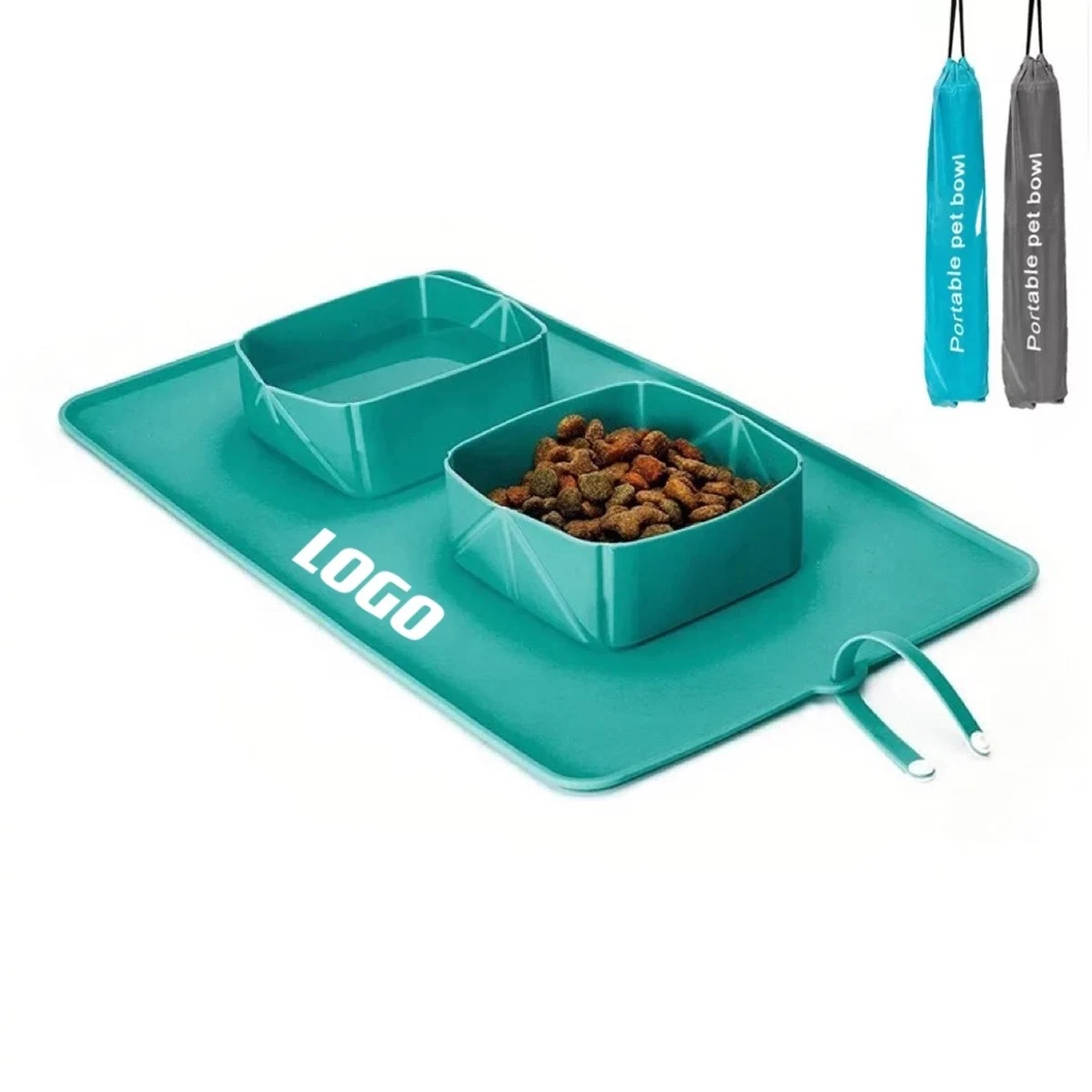Collapsible Silicone Pet Bowls with Mat 1