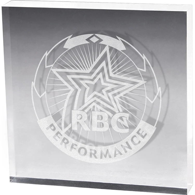 Clear Square Acrylic Paper Weight (4"x 4"x 3/4") Laser Engraved 1