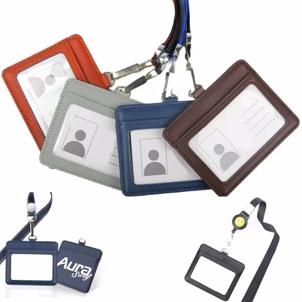 Custom Leather ID Badge Holder with Detachable Lanyard — Professional Events