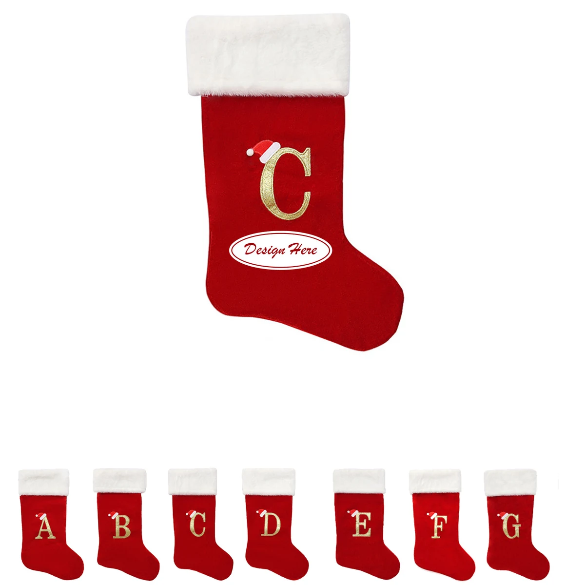 Monogram Christmas Stockings with Letters Soft Christmas Stockings Red 1