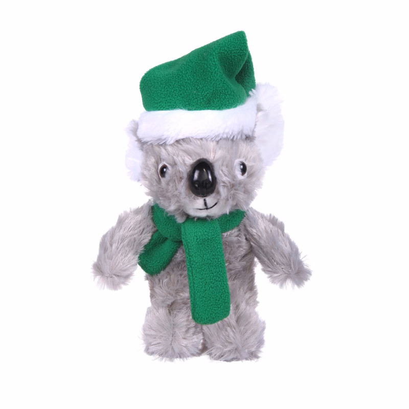 Soft Plush Stuffed Koala with Christmas Hat and Scarf