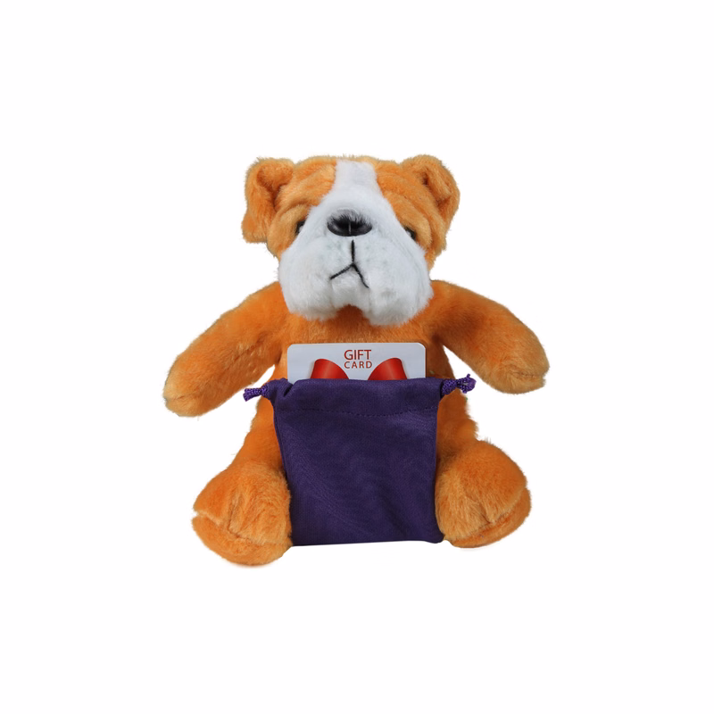 soft plush Bulldog with gift card sack