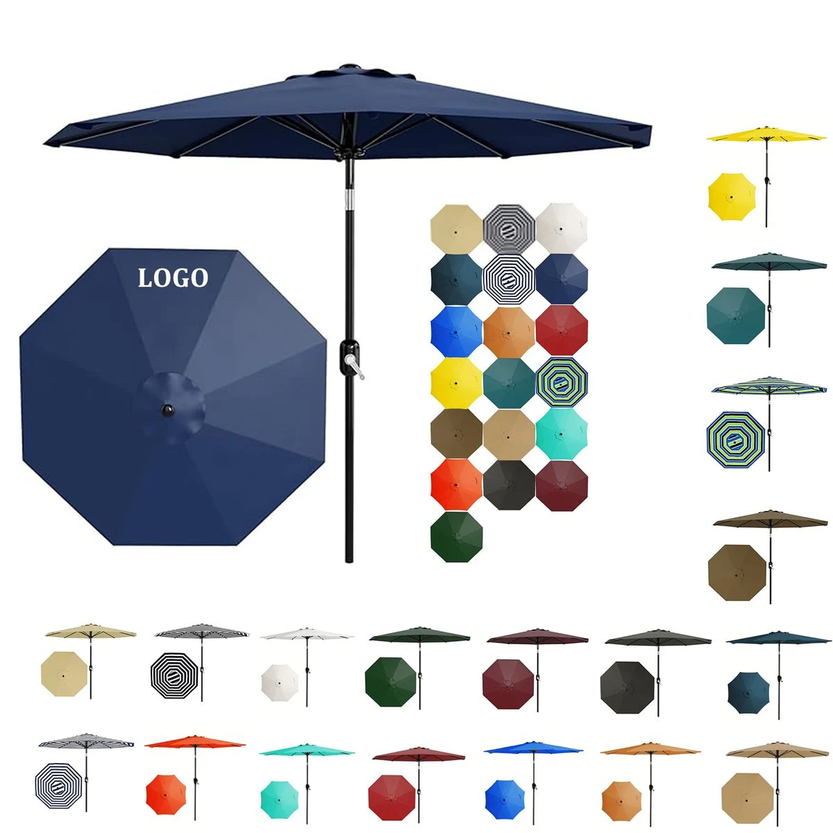 Crank Lift Button Tilt Outdoor Table Umbrella 1