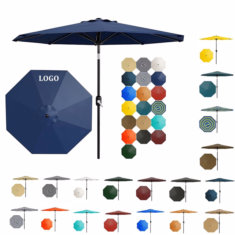 Crank Lift Button Tilt Outdoor Table Umbrella
