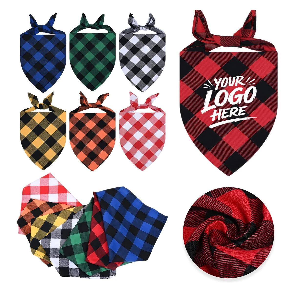 Plaid Pet Bandana Adjustable Cotton Dog Cat Bib 1