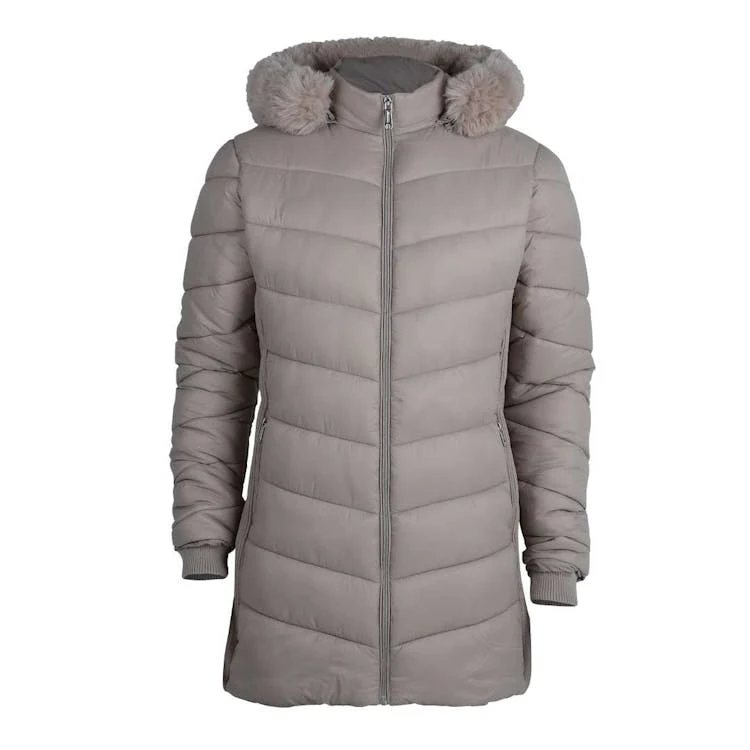 Women's Long Berber Lined Puffer Jackets Sand S-XL 1