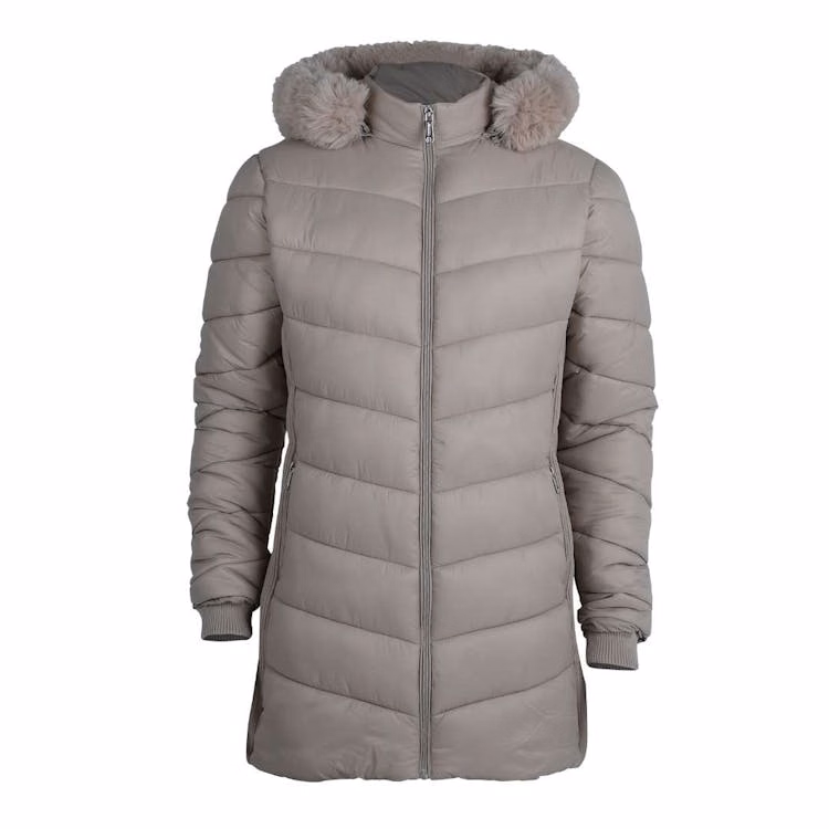Women's Long Berber Lined Puffer Jackets Sand S-XL