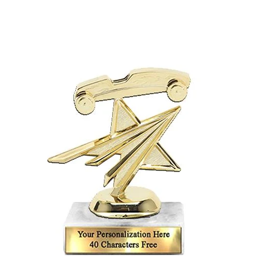 Trophy: 7", 2x3 white marble base, Pinewood Derby 1