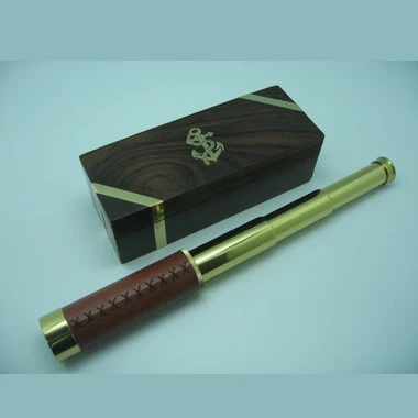 4 Sec Brass telescope in Solid Ebony Wood Box 1
