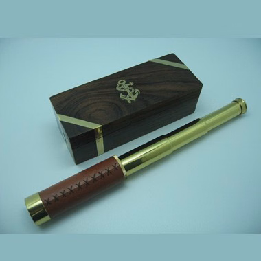 4 Sec Brass telescope in Solid Ebony Wood Box