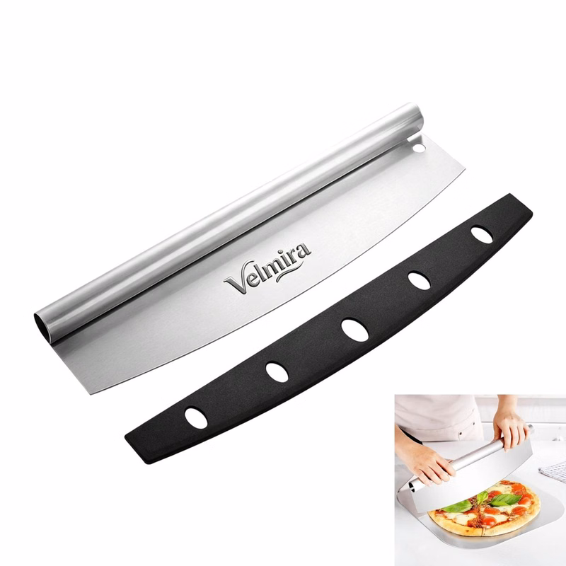 Stainless Steel Rocking Pizza Cutter with Protective Cover
