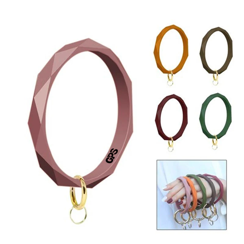 Key Ring Keychain Bracelet Bangle Flexible Silicone Round Wristbands 1