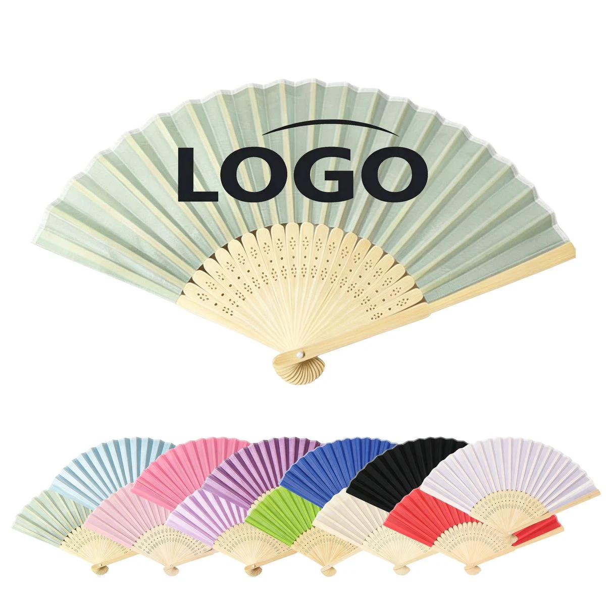 Polyester Bamboo Hand Folding Fan 1