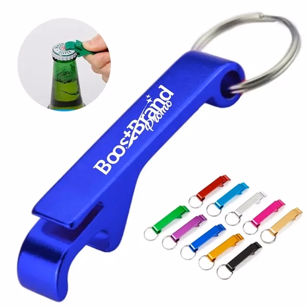 Custom Metal Bottle Opener Keychain with Branded Logo — Hospitality Bar Promo