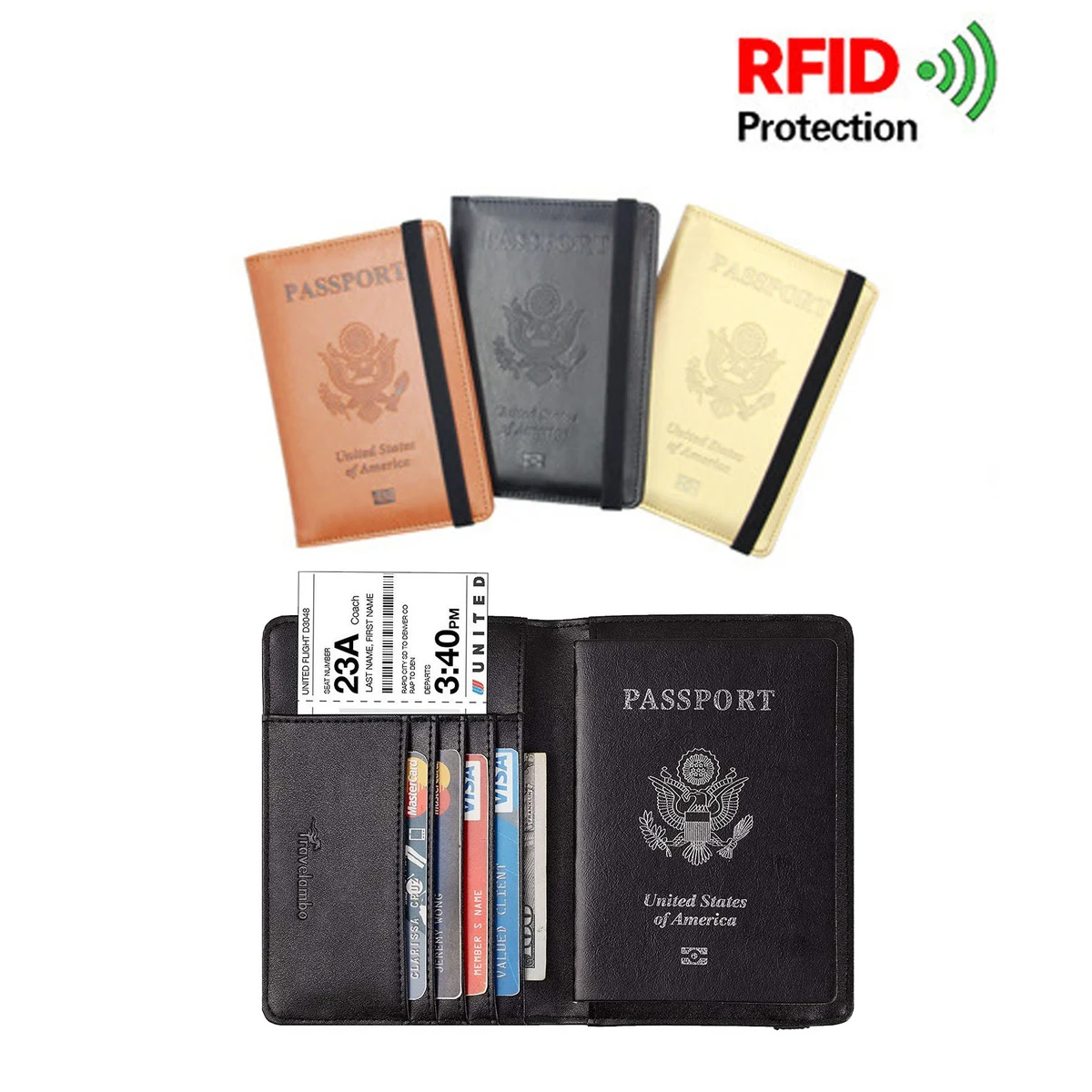 Elastic Band Leather Passport Cover 1