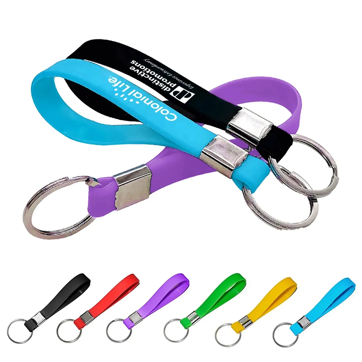 Screen Printed Silicone Wristband Keychain 1