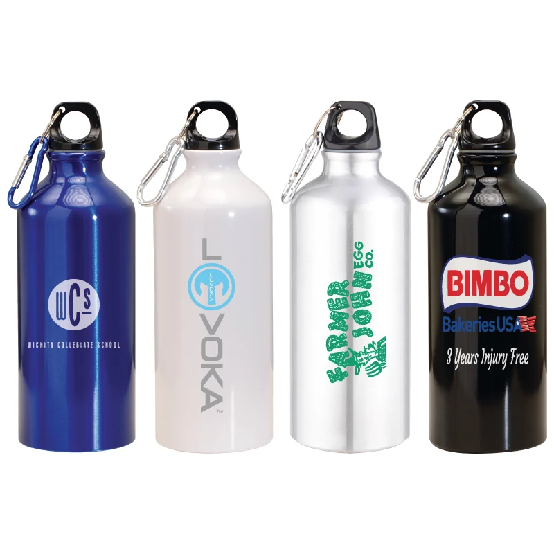 20 oz. Aluminum Water Bottle w/Carabiner, custom water bottle with logo imprint 1