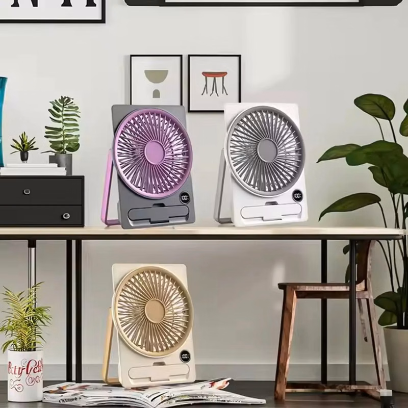 1200 mAh Digital Display Desktop Fan with Phone Stand