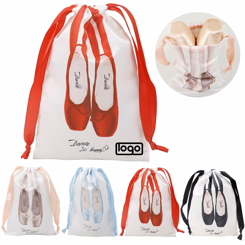 Satin Drawstring Ballet Shoe Storage Bag