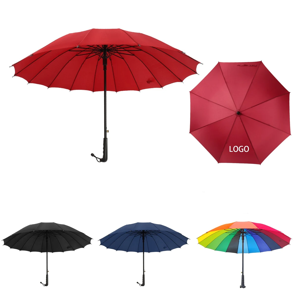 43" Arc Windproof Umbrella Classic Straight Stick Handle with Easy Grip 1