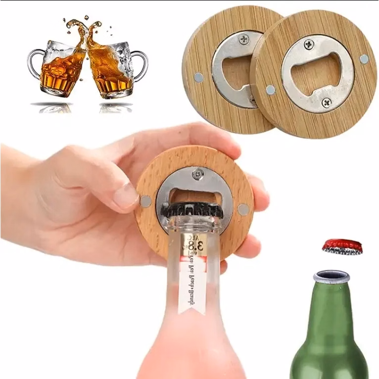 Wooden Bottle Opener With Fridge Magnet