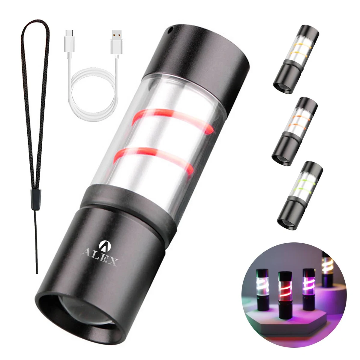 Mini LED Bright Colorful Flashlight Multifunctional Lighting 1