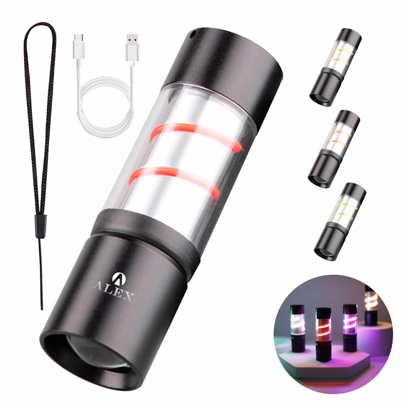 Mini LED Bright Colorful Flashlight Multifunctional Lighting