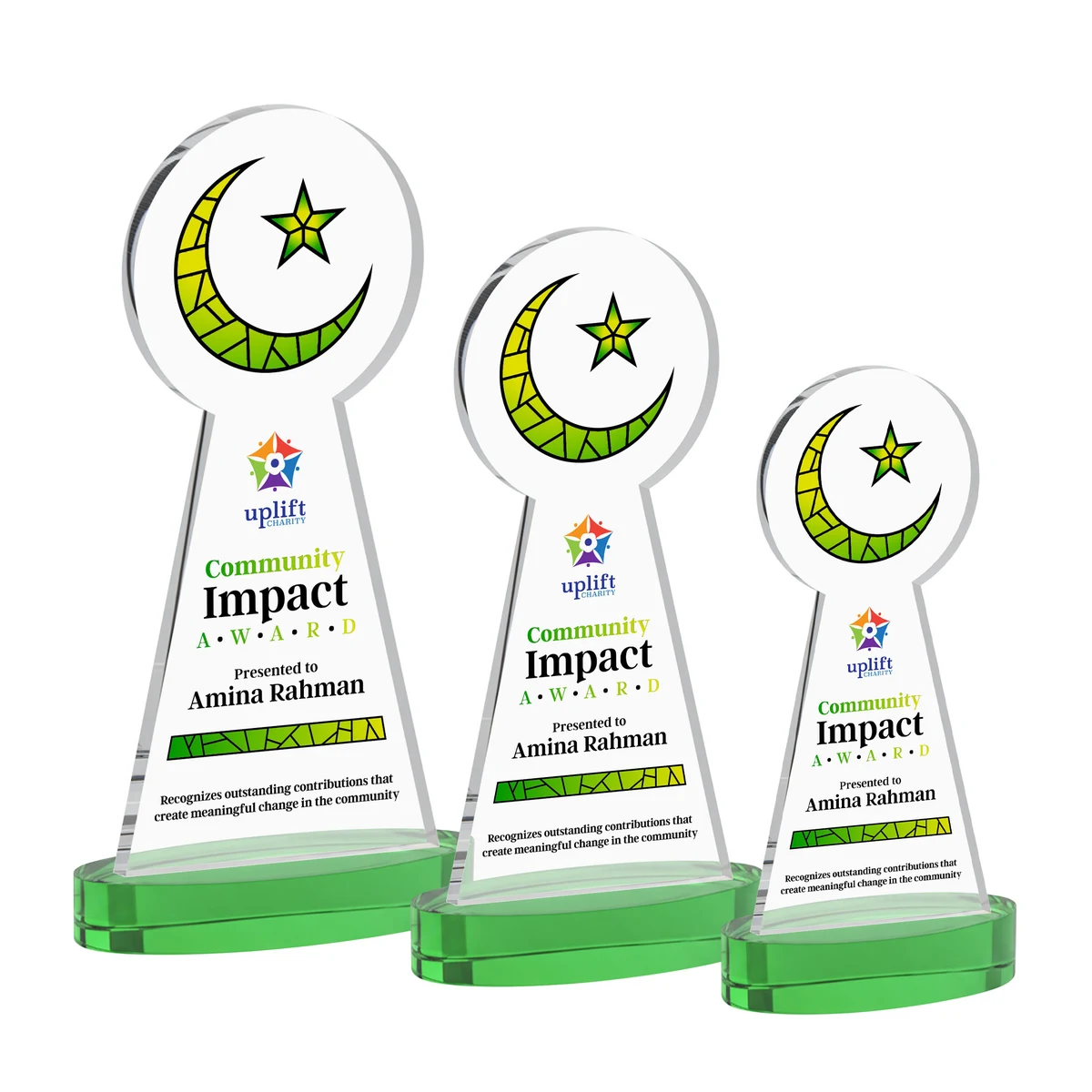 Crescent & Star VividPrint™ Award on Alberton Base - Green 1